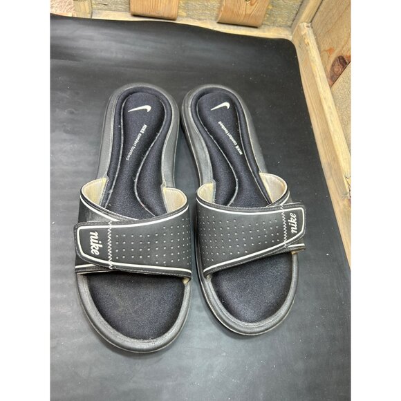 Nike Womens Comfort Footbed Slides Black Size 10 Hook & Loop Adjustable Strap Ca - Picture 2 of 8